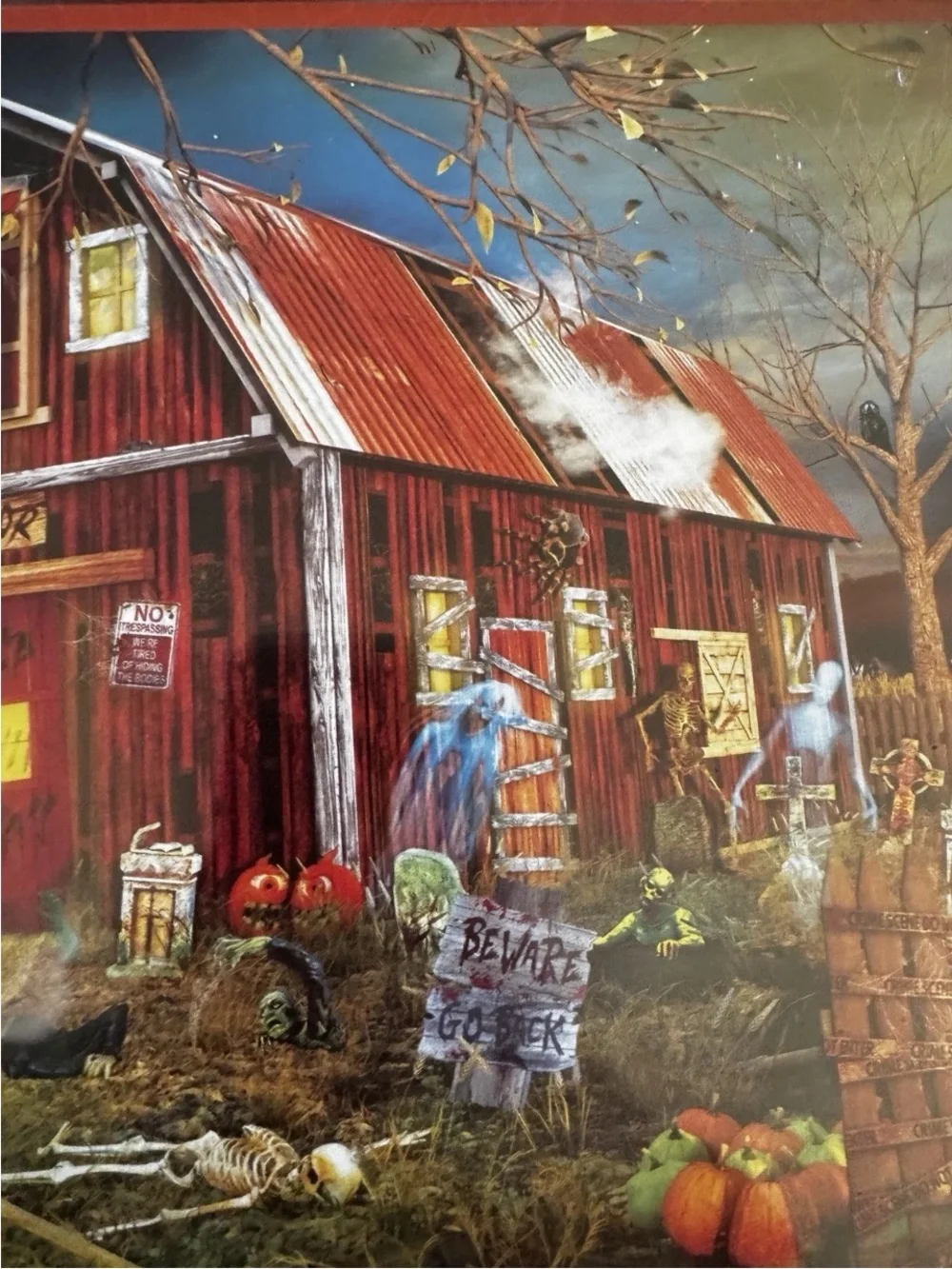New Eurographics 1000 Piece Jigsaw PUzzle Halloween Barn Paul Normand 19x26
